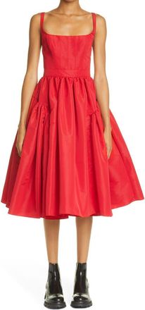 Alexander McQueen Alexander McQueen Open Back Fit & Flare Midi Dress in Welsh Red at Nordstrom, Size 4 Us