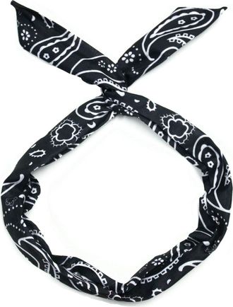 HL Rockabilly Wired Headband Retro Scarf Adjustable Twist Wire Hair Band Bunny Ears Bowknot (N Paisley-Black)