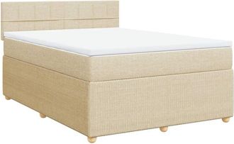 vidaXL Cama Box Spring Con Colch&oacute;n Tela Color Crema 160x200 Cm Vidaxl