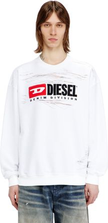 Diesel Sweatshirt with devor&egrave;e floating threads - Sweaters - Man - White