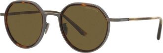 Giorgio Armani Gunmetal/Dark Brown Zonnebril AR 6144 - Heren - Zonnebrillen - Bruin - 49 MM - Accessoires