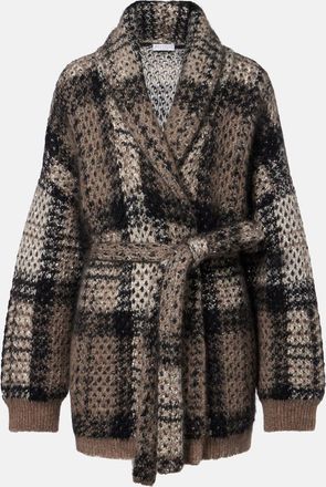 Brunello Cucinelli Checked sequined wrap cardigan