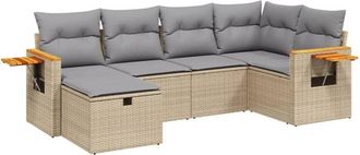 vidaXL Juego De Sof&aacute;s Jard&iacute;n Con Cojines Beige Mezcla 6 Pzas Rat&aacute;n Pe Vidaxl