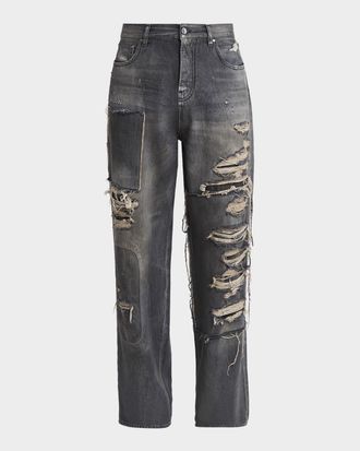 Amiri Men & apos;s Distressed Stretch Straight-Fit Jeans