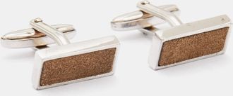 HUGO BOSS Hugo Boss Suede Silver Tone Cufflinks
