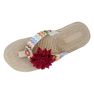 Generic Flip Flop Womens Espadrilles Toe Separator Sandals Elegant Beach Sandal with Flowers Slippers Slides Flip Flops Non-Slip Slippers Beach Slippers Light