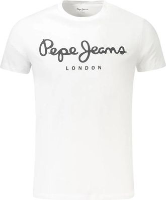 Pepe Jeans London Witte Katoenen Crewneck T-Shirt - Heren - T-shirts - Wit - M - Katoen - Tops