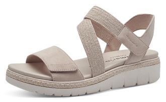 Tamaris Keilsandalette TAMARIS, Damen, Gr. 41, beige (creme), Textil, Ziegenveloursleder, Schuhe Keilsandalette, Sommerschuh, Sandale, Plateauabsatz, mit Klet