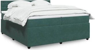vidaXL Cama Box Spring Con Colch&oacute;n Terciopelo Verde Oscuro 200x200 Cm Vidaxl
