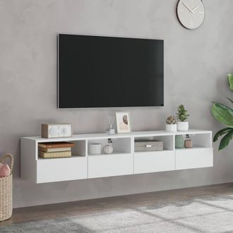 Berkfield Home TV Wall Cabinets 2 pcs White 80x30x30 cm Engineered Wood | Size: 80 x 30 x 30 cm
