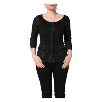 Dolce & Gabbana Cardigans, female, Black, Size: S Button Down Blazer