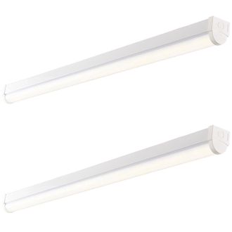 Loops 2 Pack 5ft High Lumen Emergency Batten Light - 65.5W Cool White LED - Gloss White
