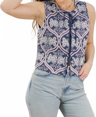 Greylin Remy Embroidered Top In Blue / White