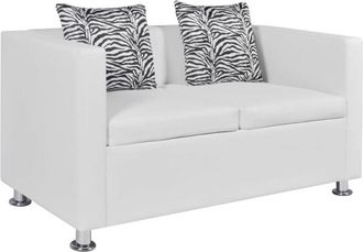 vidaXL Sofá de 2 plazas de cuero artificial blanco vidaXL