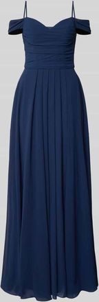 Mascara Maxikleid im Off-Shoulder-Look mit Gehschlitz in Marine, Gr&ouml;&szlig;e 32