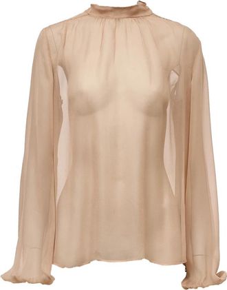 N&deg;21 Blouse met hoge hals en strik - Dames - Blouses - Roze - M - Overhemden