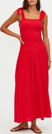 Beach Riot Isadora Smocked Cover-Up Maxi Dress in Crimson at Nordstrom, Size X-Small