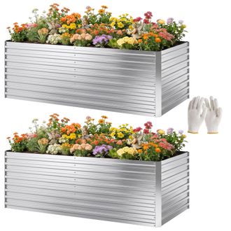 OUTSUNNY 2 Aiuole Rialzate Metallo Galvanizzato 180x90x60cm Argento