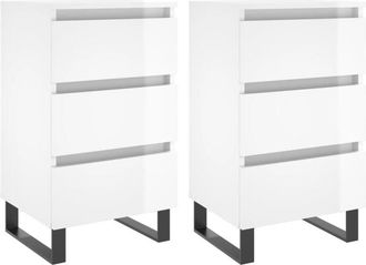 vidaXL Vidaxl - Bedside Cabinets 2 pcs High Gloss White 40x35x69 cm Engineered Wood