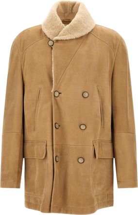 Brunello Cucinelli Beige Lamb Leather Leather Mens Jacket