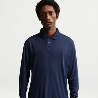 Nike Mens Par Dri-FIT Long-Sleeve Golf Polo in Blue | IQ7062-419
