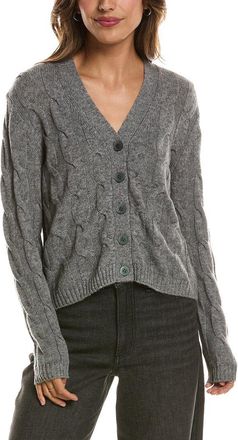 Fort&eacute; Cashmere Cable V-Neck Wool & Cashmere-Blend Cardigan