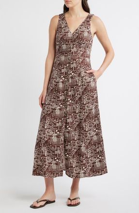 Marine Layer Camila Print Sleeveless Maxi Dress in Flores Print at Nordstrom, Size X-Small