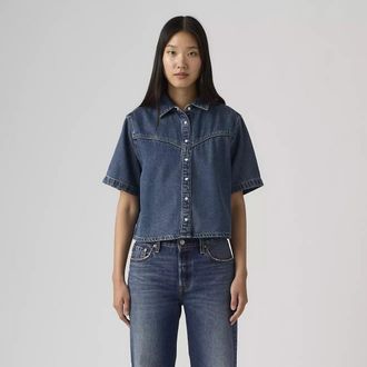 Levi's Korte denim blouse met korte mouwen