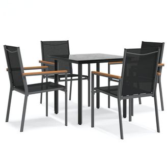 Berkfield Home 5 Piece Garden Dining Set Black Textilene & Steel