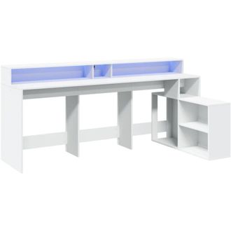vidaXL Vidaxl - Escritorio Con Luz Led Madera Ingenier&iacute;a Blanco 200x104x91 Cm