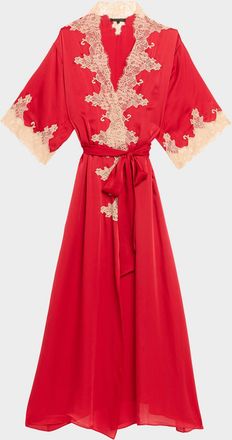 Kiki De Montparnasse Orchid Lace-Trim Silk Chiffon Robe