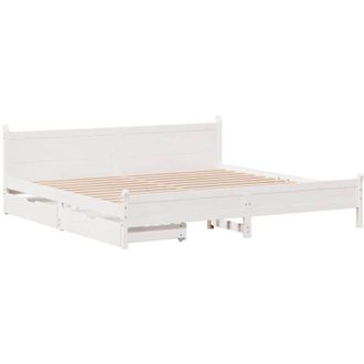 vidaXL Bed Frame without Mattress White 200x200 cm Solid Wood Pine Vidaxl