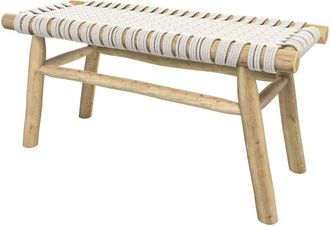 Rendez-Vous D&eacute;co Rendez-vous D&eacute;co - Banco de 2 plazas de 90 cm tejido de macram&eacute; y rama de teca - Kira