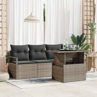 vidaXL Conjunto De Sof&aacute; De Jard&iacute;n 5 Pcs Gris Polirat&aacute;n Vidaxl