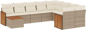 vidaXL Juego De Sof&aacute;s Jard&iacute;n Con Cojines Beige 10 Pzas Rat&aacute;n Sint&eacute;tico Vidaxl