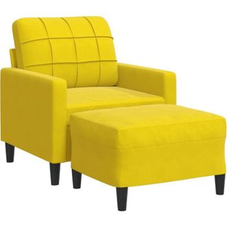 vidaXL Sill&oacute;n Con Taburete Terciopelo Amarillo 60 Cm Vidaxl