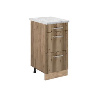 Vicco Mueble Bajo De Cocina R-line, Roble Artesanal, 40 Cm Et M&aacute;rmol