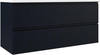 Saniclass Prime Blend Wastafelonderkast - 120x55x45.9cm - 2 lades - geintegreerde greep - MDF - mat marine blauw