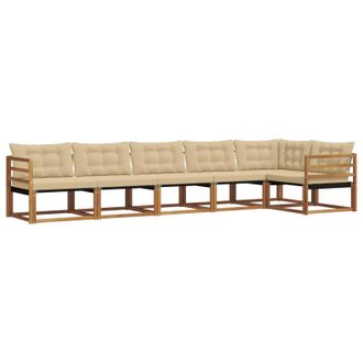 vidaXL Conjunto De Sof&aacute;s De Exterior Con Coj&iacute;n 6 Pcs Natural Y Beige Vidaxl