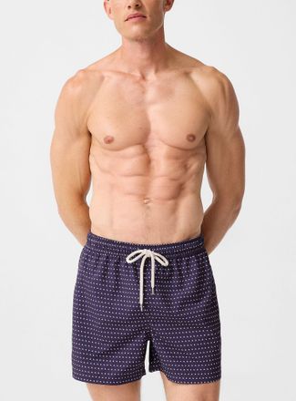Simons Mens Natural drawstring geo-pattern swim short