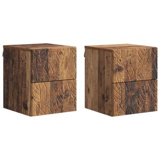 vidaXL Mesita De Noche De Pared 2 Pcs Madera Envejecida Vidaxl