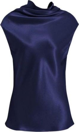 Alberta Ferretti Tops, Dames, Blauw, 2Xl, Satijn, Mouwloze satijnen top met soepele halslijn