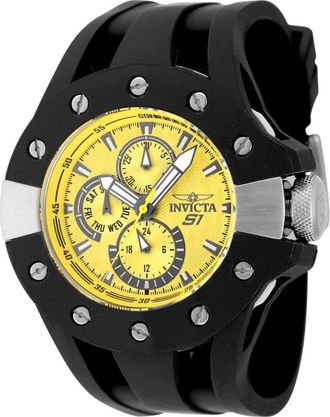 Invicta S1 Rally 48120 Heren Horloge - Quartz Uurwerk - Roestvrij Staal met Gele Wijzerplaat - 49mm