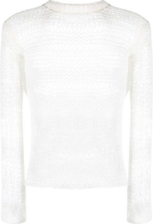 Heliot Emil open-knit crew-neck jumper - men - Microfibre/Wool - S - White