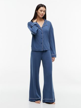 Tommy Hilfiger Womens Jersey Shirt & Pant Sleep Set - Aegean Sea - XL