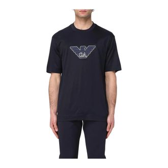Emporio Armani T-Shirts, male, Blue, M, Eagle Logo TShirt