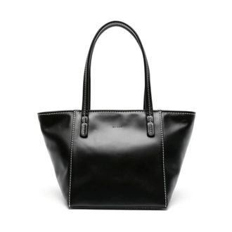 by FAR Shopping Bags, female, Black, ONE SIZE, Casual Black Leather Tote Bag