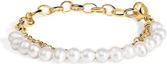 House of Brilliance 18K Yellow Gold Vermeil Cultured Pearl Station Link Bracelet in Yellow Gold Over Silver at Nordstrom