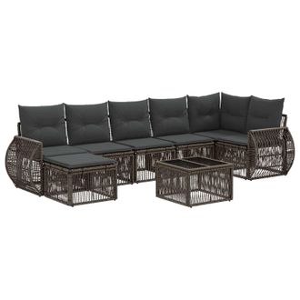 vidaXL Conjunto De Sof&aacute;s De Jard&iacute;n 8 Pcs Gris Y Gris Oscuro Vidaxl