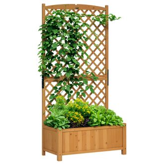 OEM Jardinera Con Celos&iacute;a De Madera Para Enredaderas Cultivo De Plantas Para Patio Terraza 90x45x180 Madera Natural